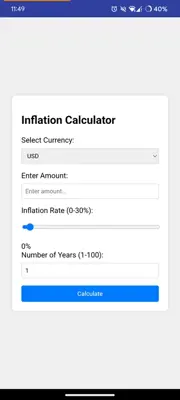 InflationCalculator android App screenshot 1